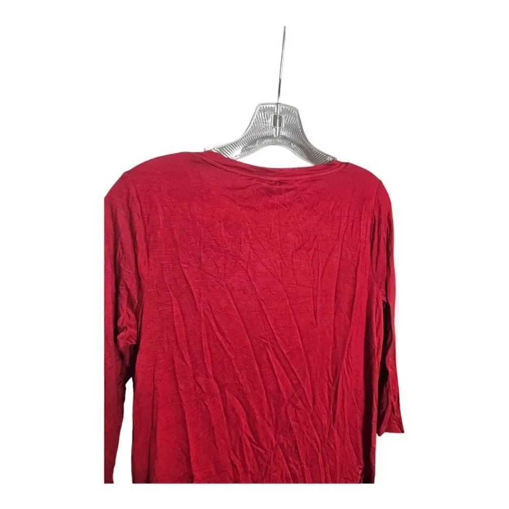 NYDJ Red‎ Lace Hem Long Sleeve Knit Top NWT - Size PXS